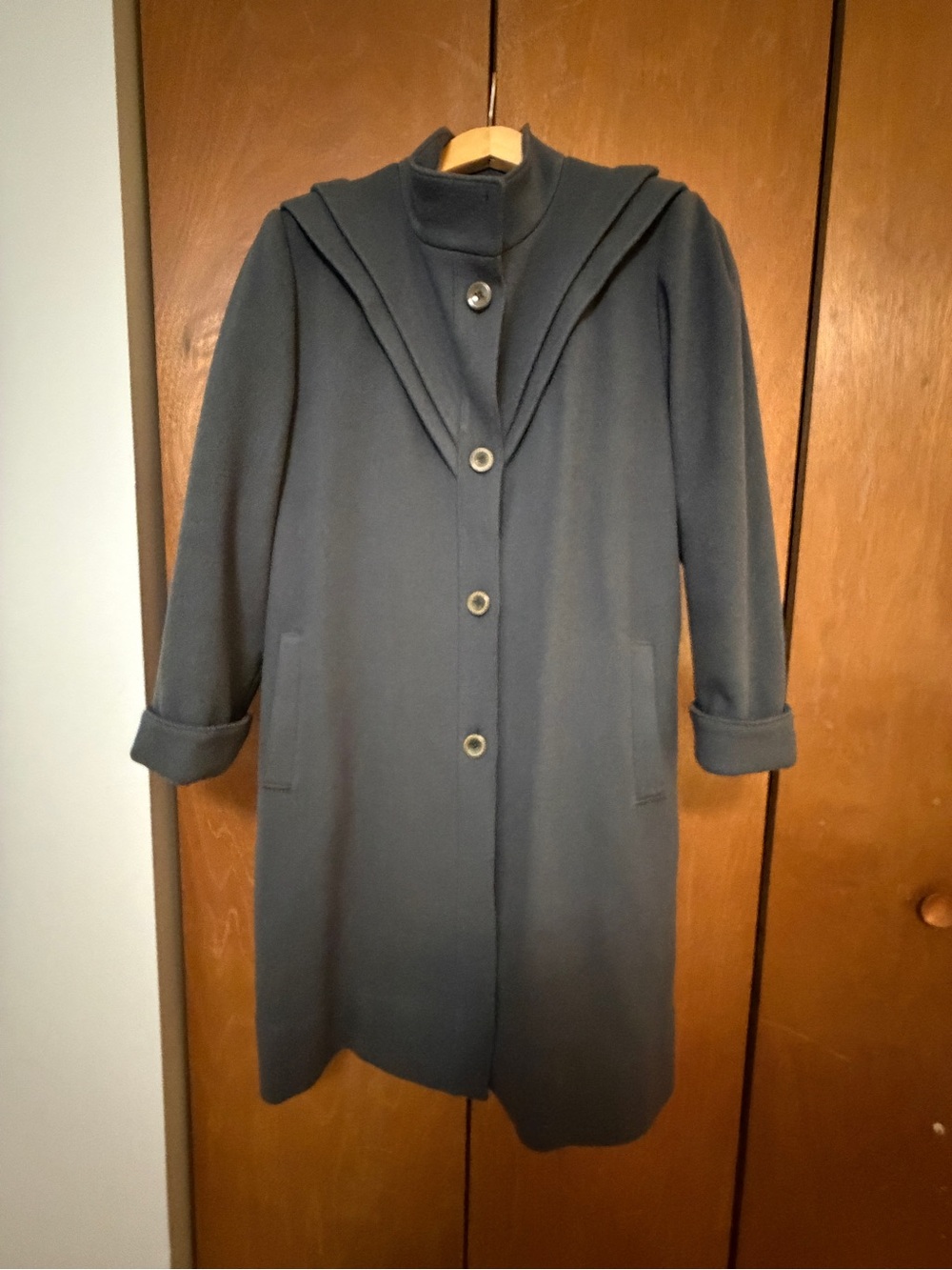Vintage Canadian Mid-Length Wool Coat in Deep Sage Green